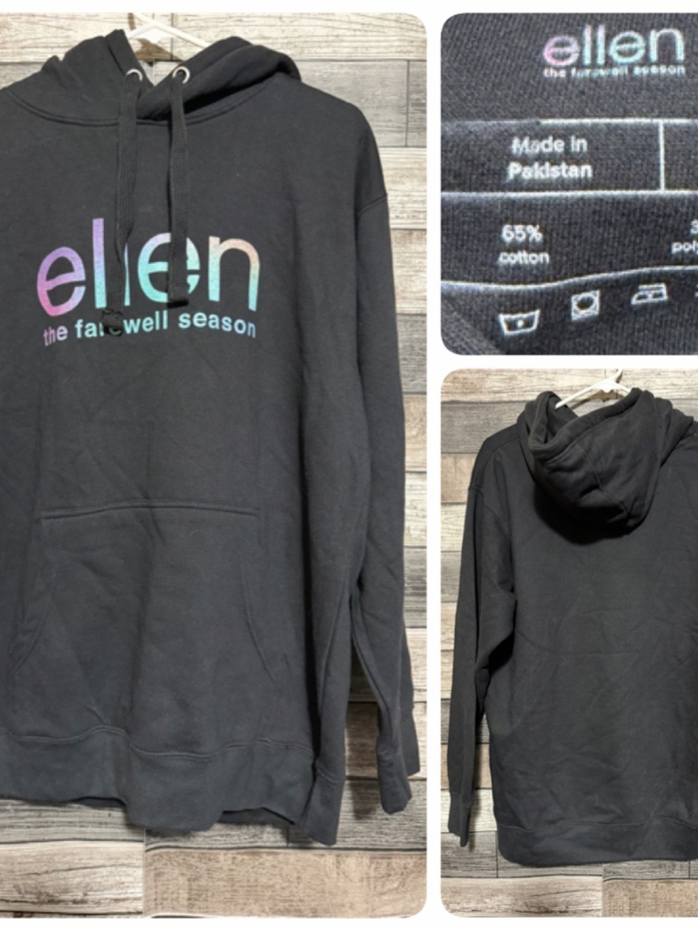 Ellen Degeneres Farewell Season Hoodie Size L Black Pullover Fleece